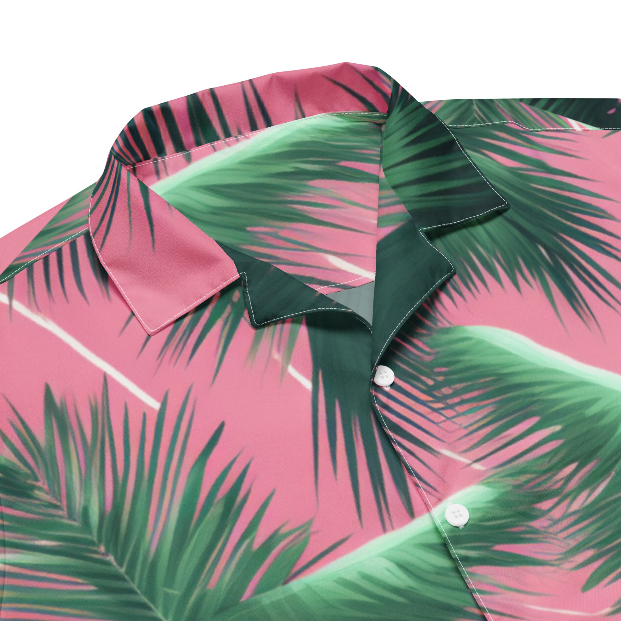 Pink Lightning Palms Button - Up Shirt | UPF50+ Summer Shirt - Caster Coast