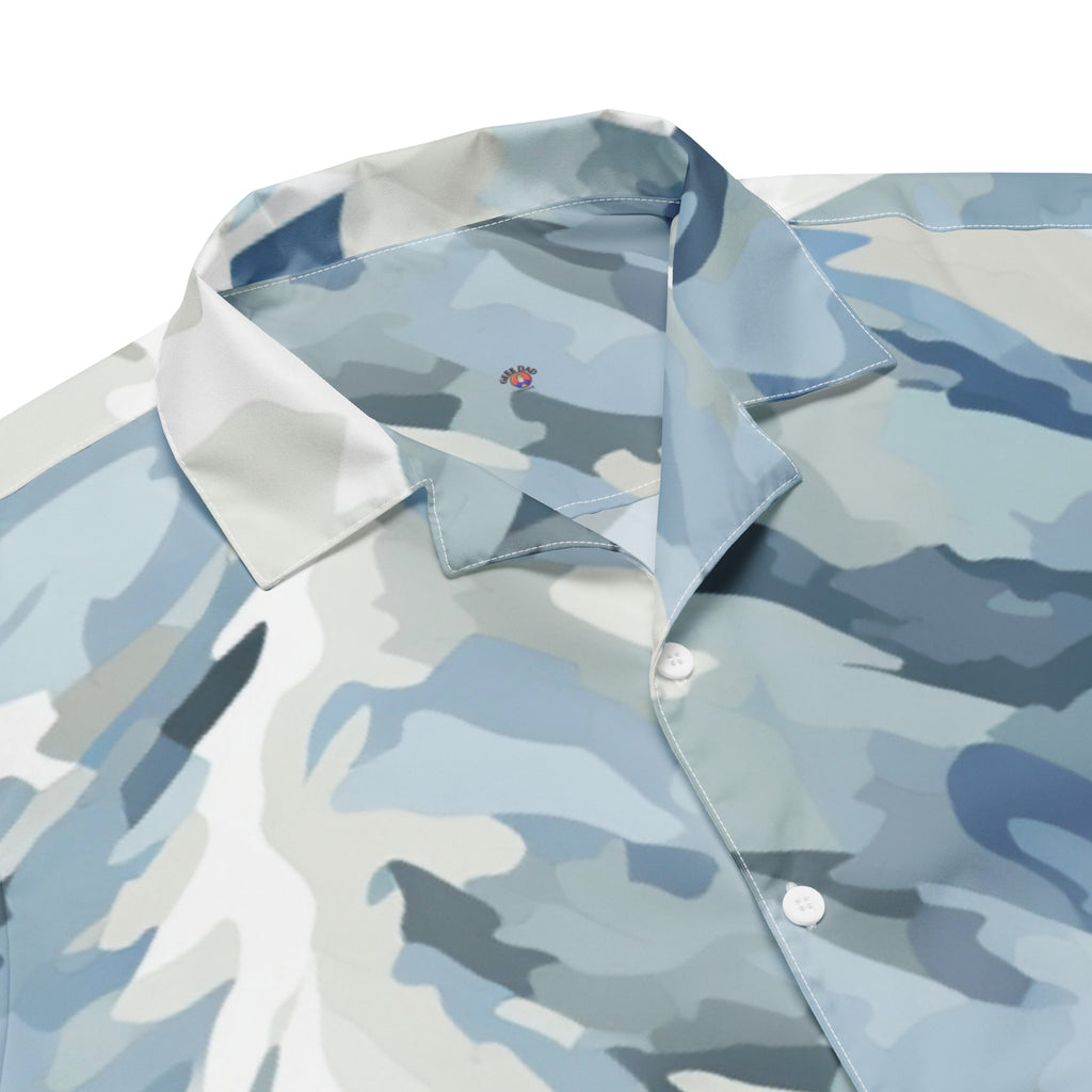 Arctic Stealth Camo Button-Up Shirt | Gaming & Esports Apparel