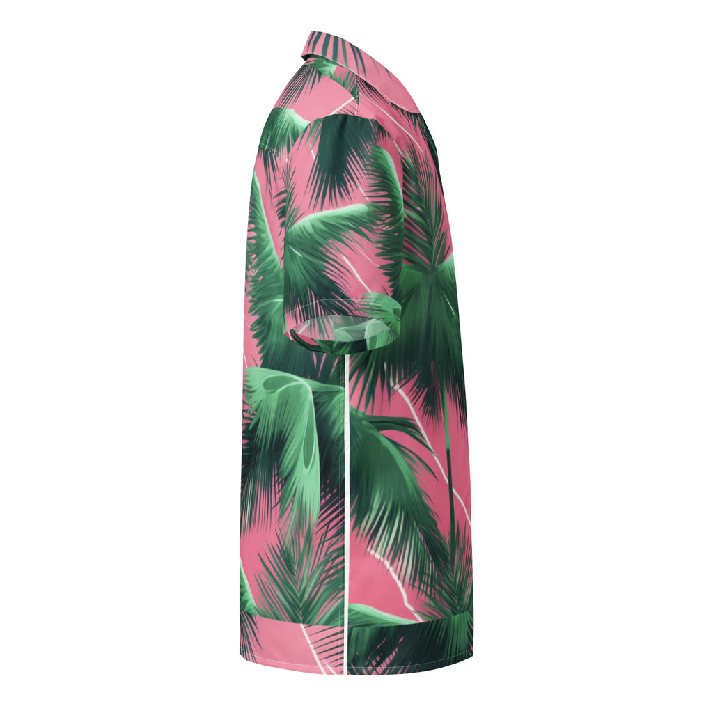 Pink Lightning Palms Button - Up Shirt | UPF50+ Summer Shirt - Caster Coast