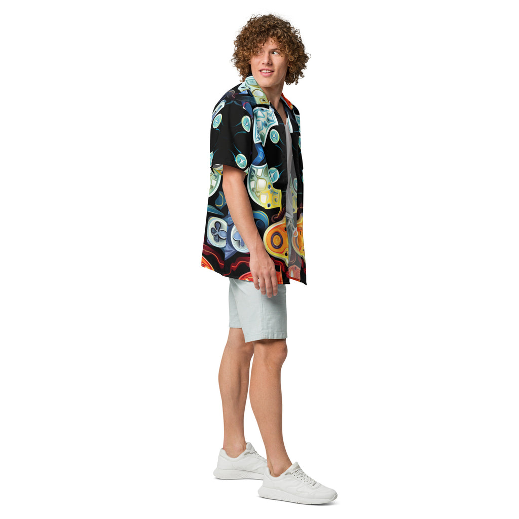 Abstract Gamer Button - Up Shirt | Gaming Art Shirt - Caster Coast