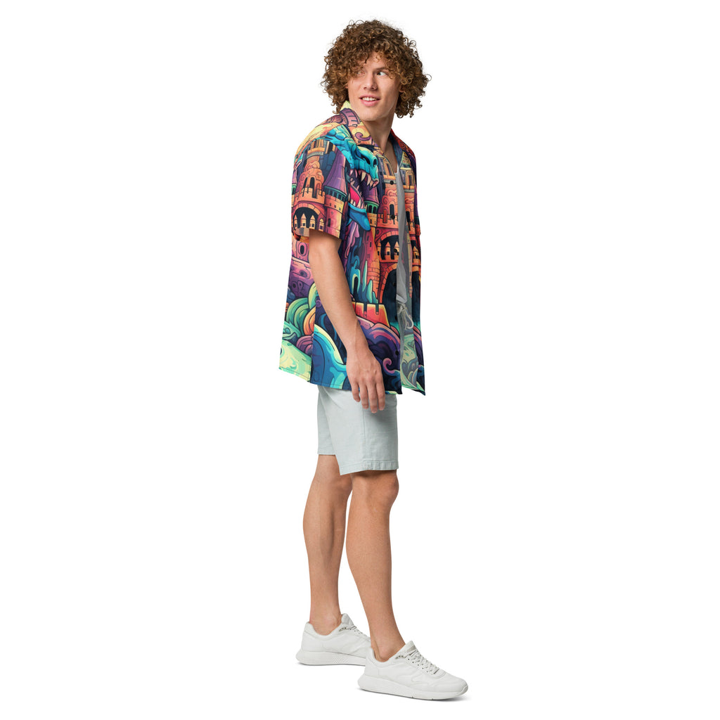 Dragon Attack Button - Up | Fantasy Dragon Shirt | Caster Coast - Caster Coast