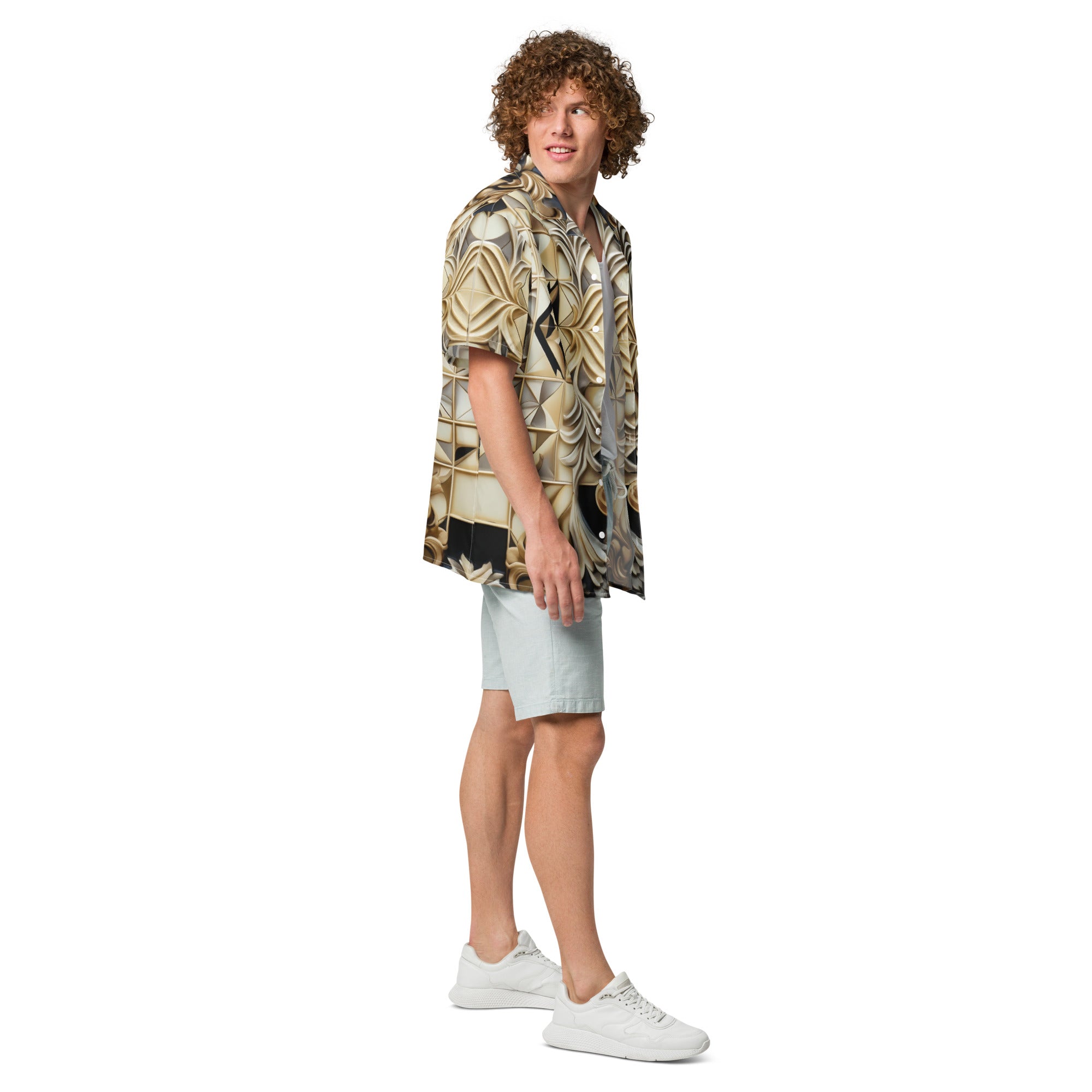 Ornate Chessboard Button - Up Shirt | Chess Pattern Shirt - Caster Coast