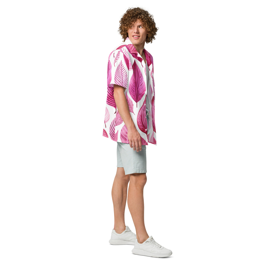 Pink Palm Button - Up Shirt | UPF50+ Summer Shirt - Caster Coast