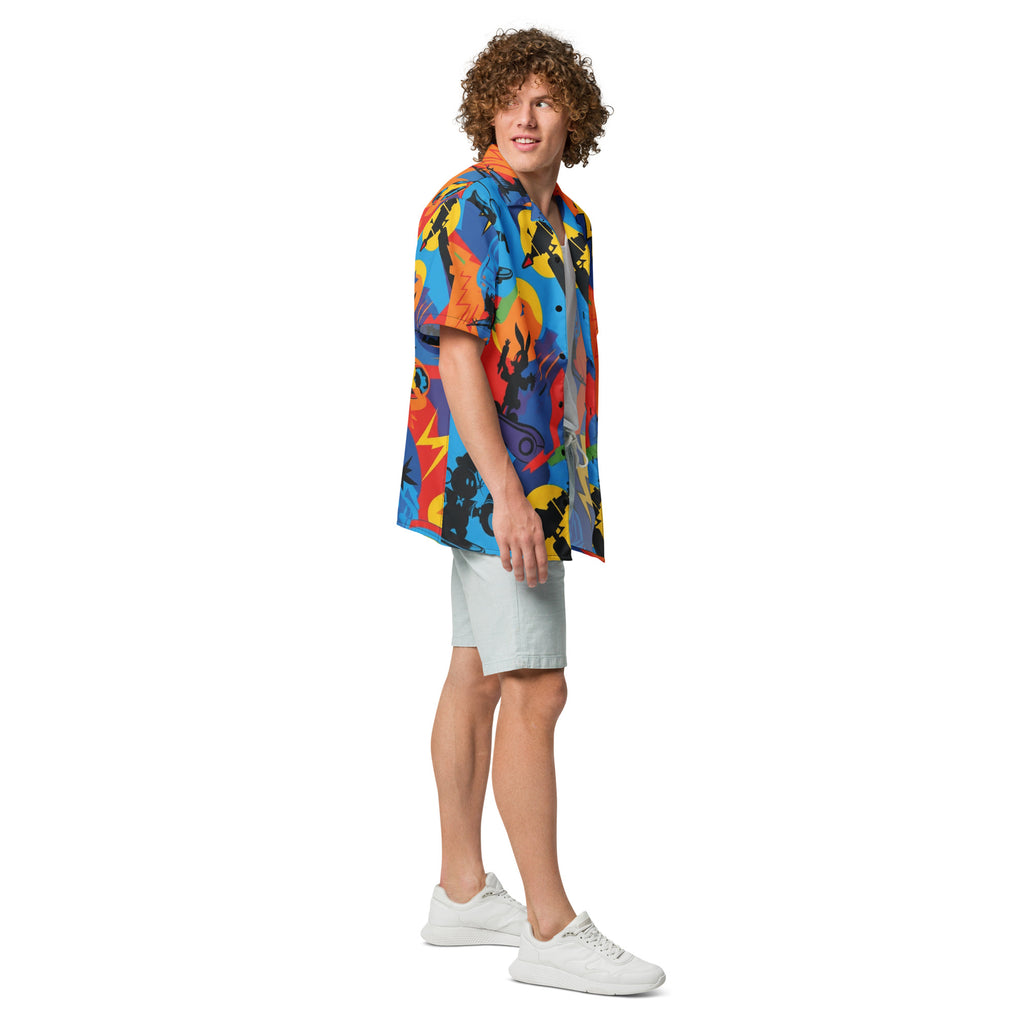 Cartoon Friends Retro Button - Up: A Nostalgic 80s & 90s Cartoon Inspired Shirt for Men - Caster Coast