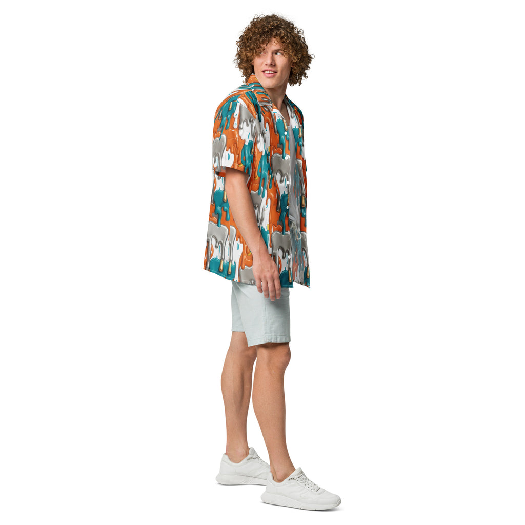 Miami Fins Drip Button - Up Shirt | Football Fan Shirt - Caster Coast