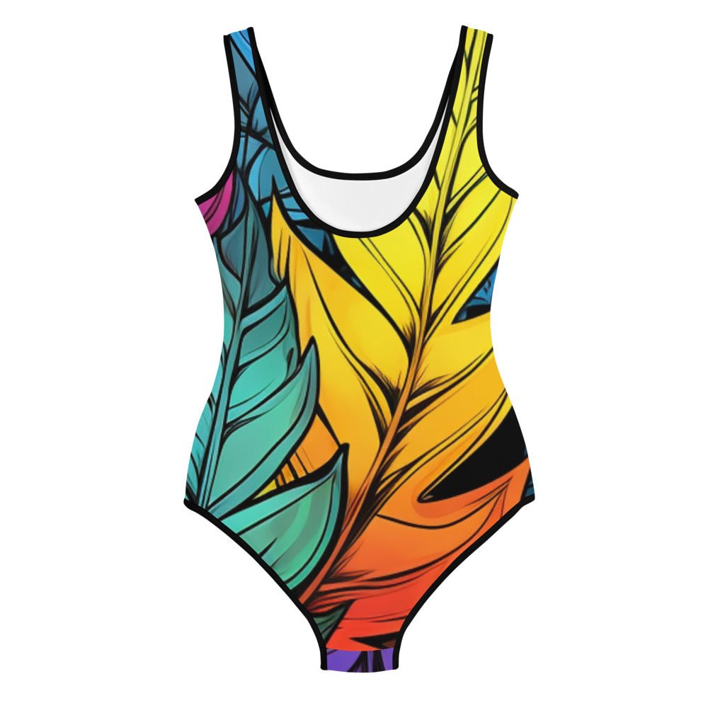 Flashy Leaves All - Over Print Youth Swimsuit - Caster Coast