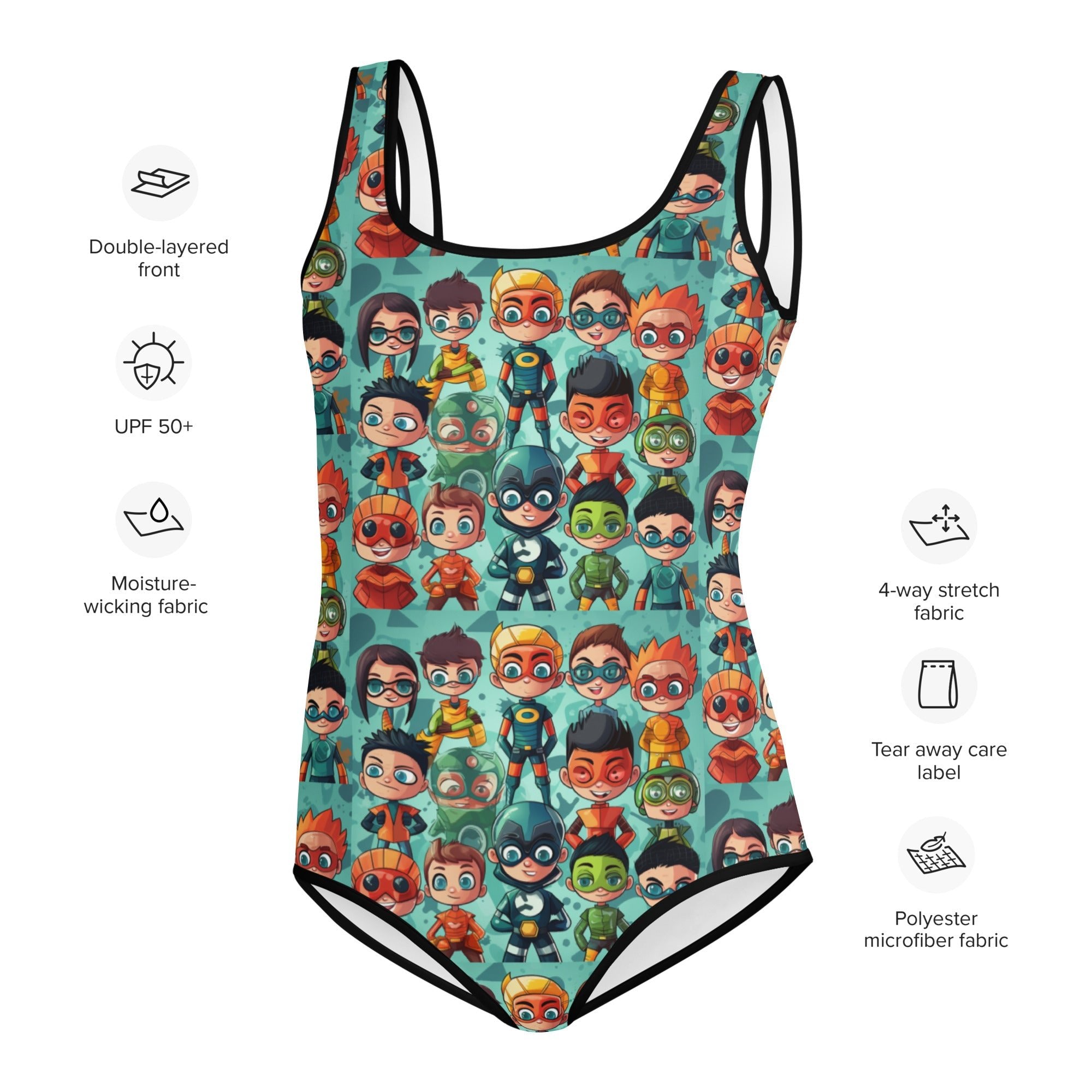 Mini Heroes All - Over Print Youth Swimsuit - Caster Coast
