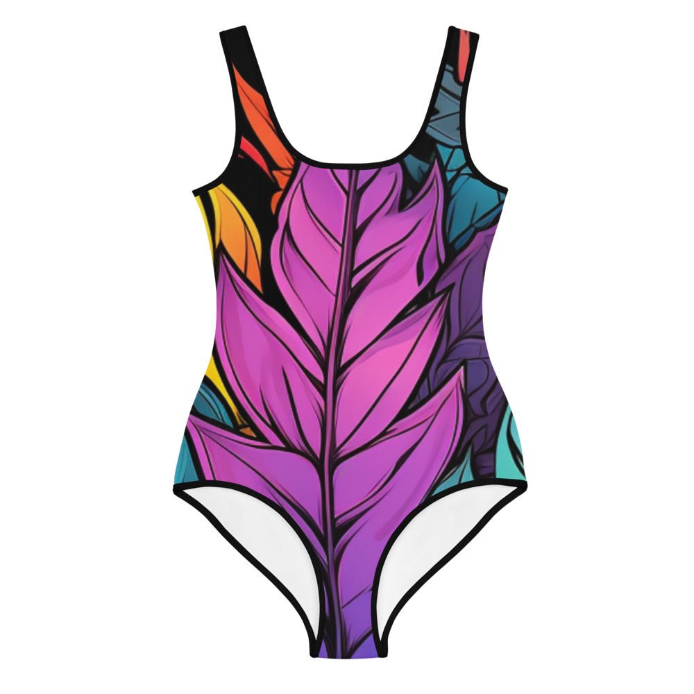 Flashy Leaves All - Over Print Youth Swimsuit - Caster Coast