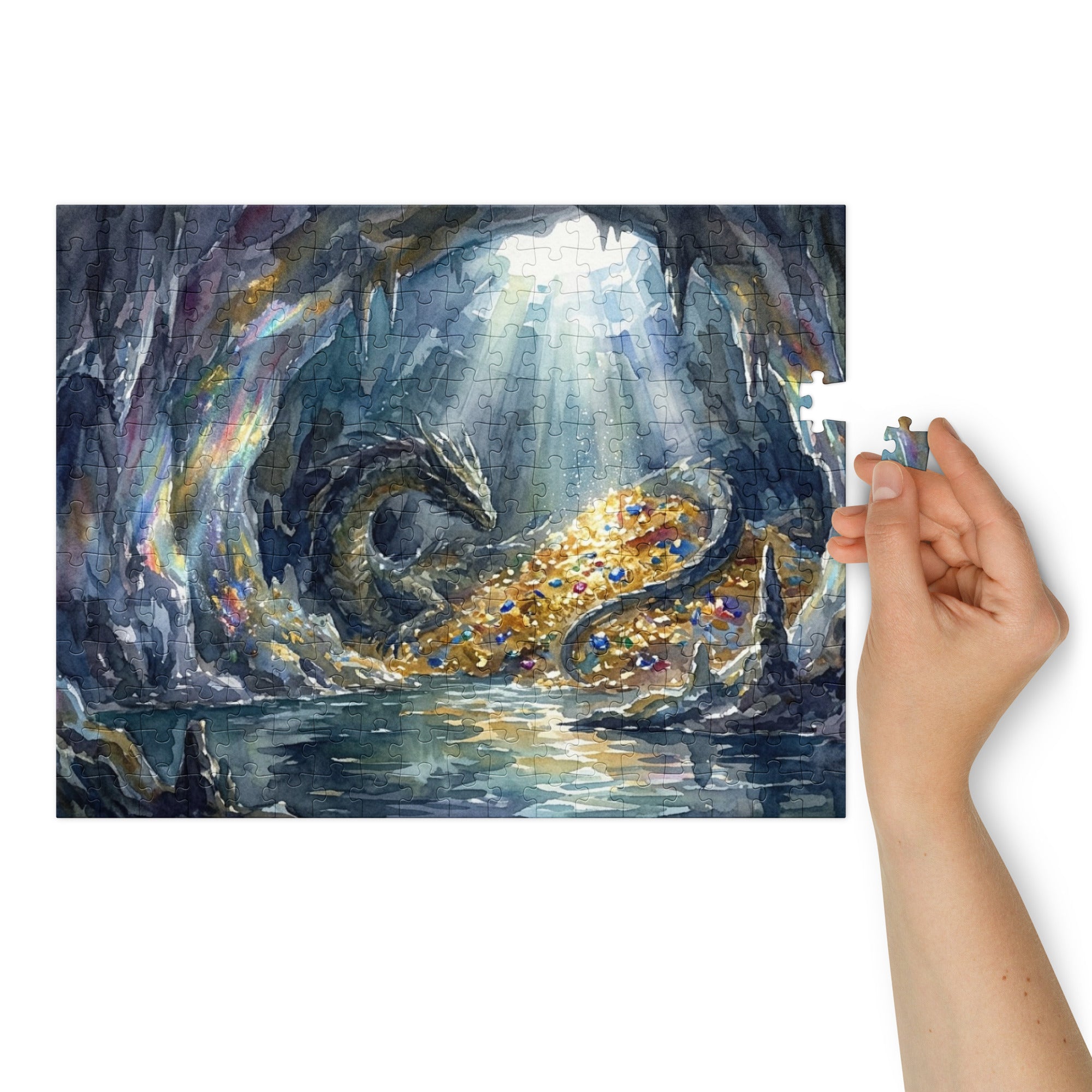 Dragon’s Lair Watercolor - Fantasy Jigsaw Puzzle - Caster Coast