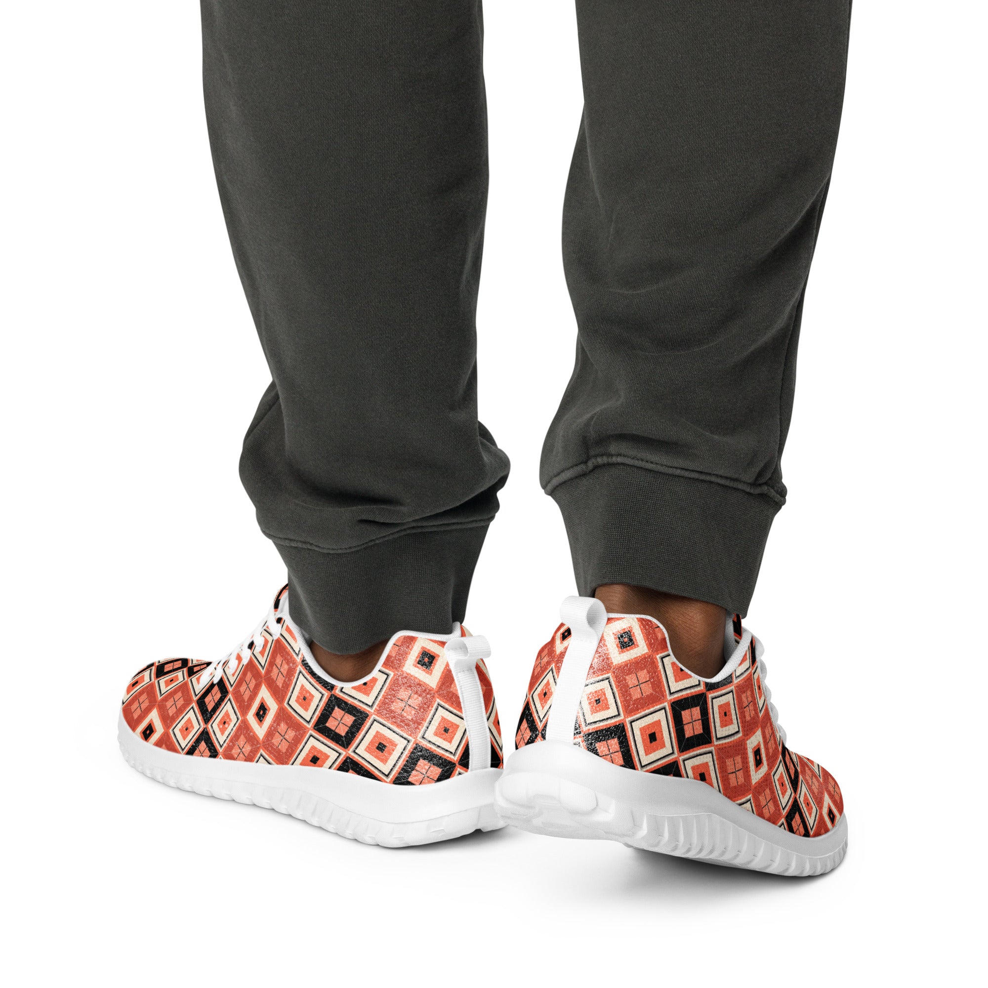 Argyle orange men’s athletic shoes - Caster Coast