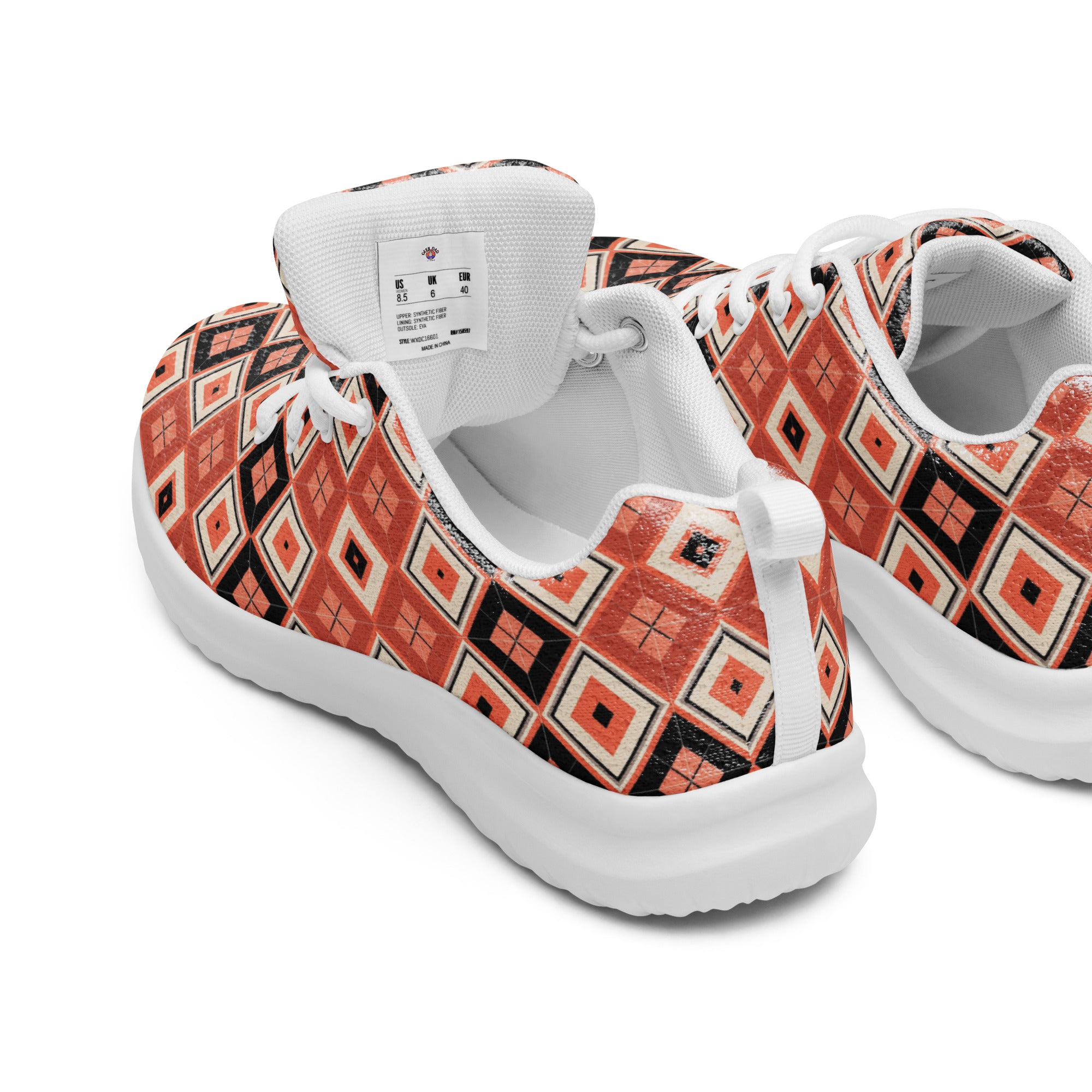 Argyle orange men’s athletic shoes - Caster Coast