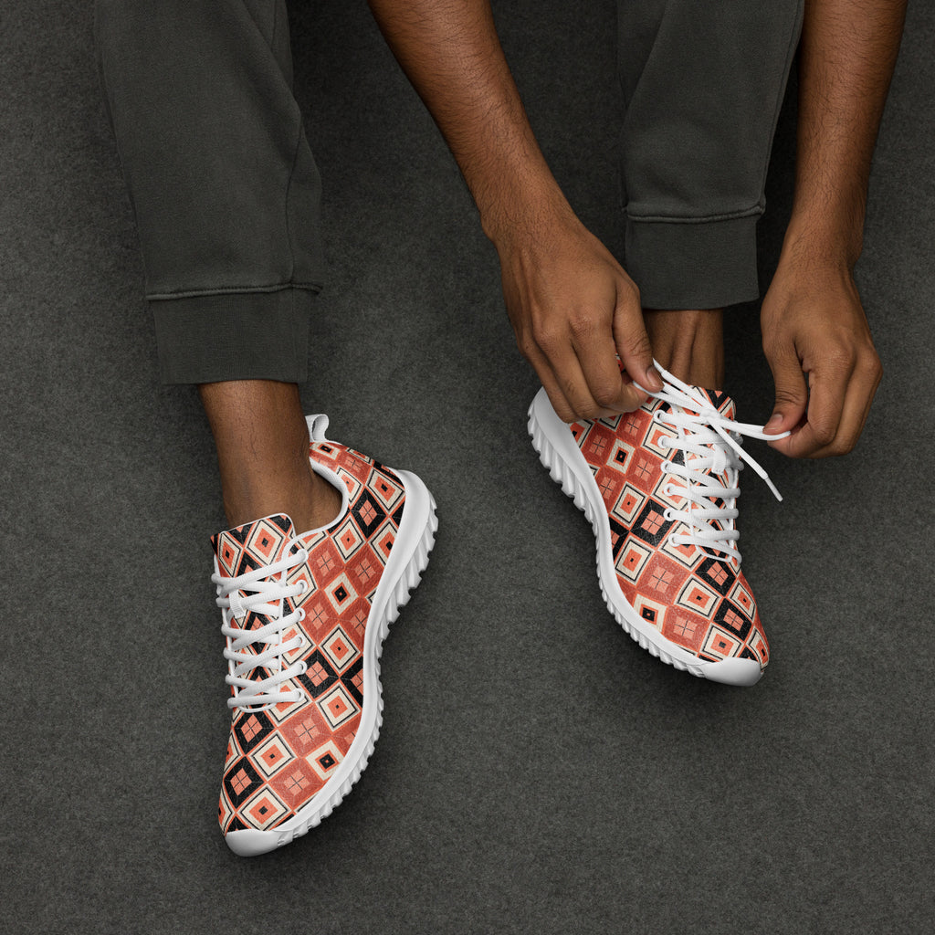 Argyle orange men’s athletic shoes - Caster Coast