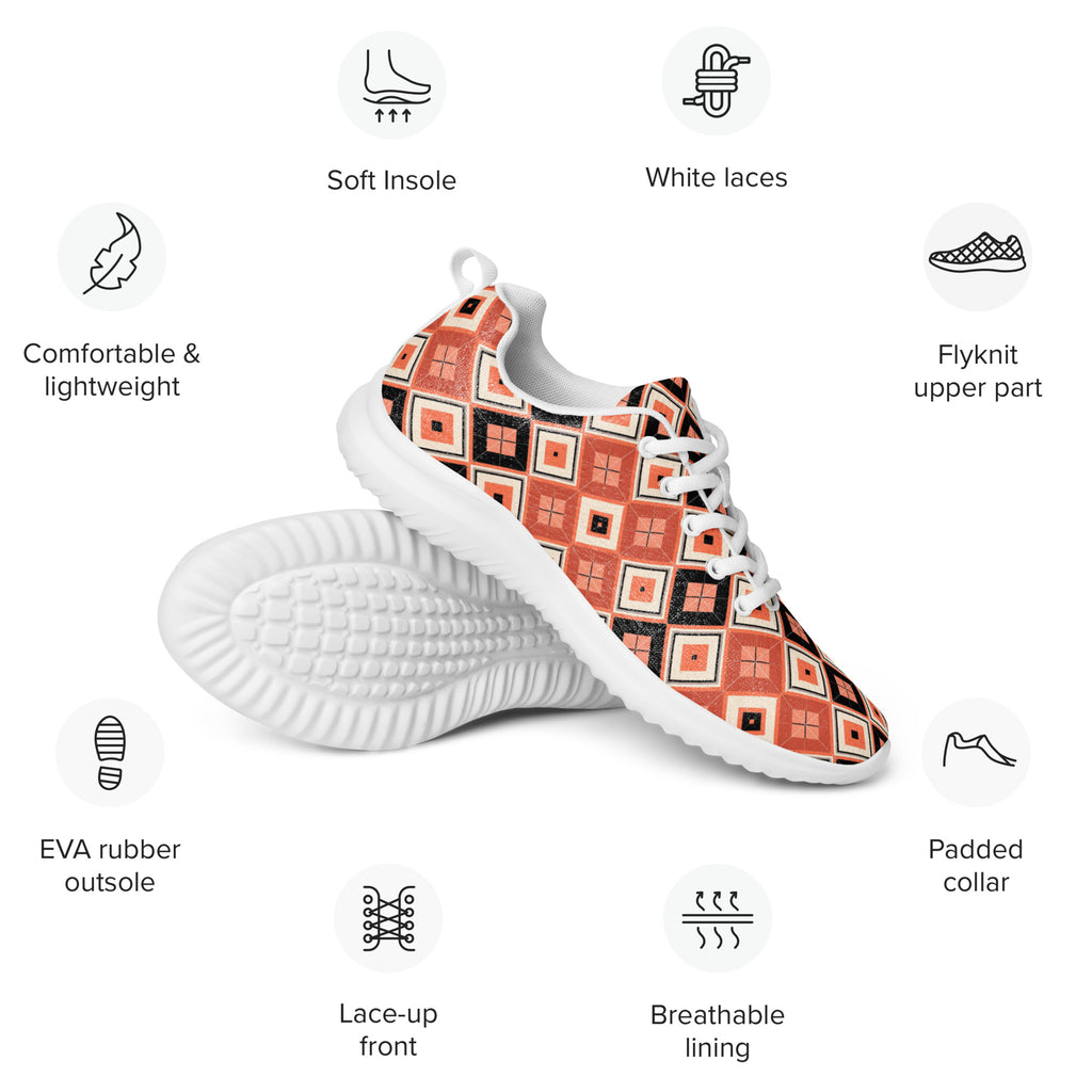 Argyle orange men’s athletic shoes - Caster Coast