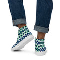 Blue Green Argyle men’s high top canvas shoes - Caster Coast