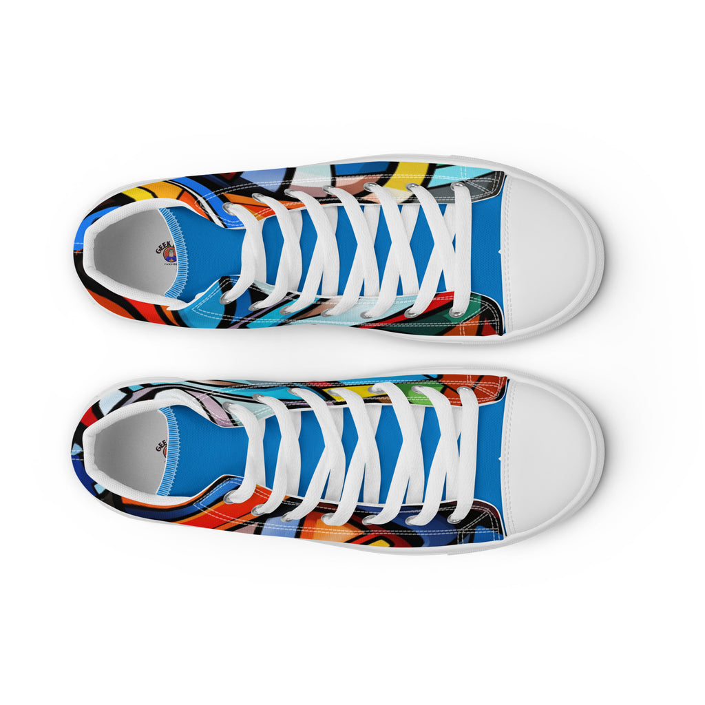 Abstract Heroes Men’s high top canvas shoes - Caster Coast