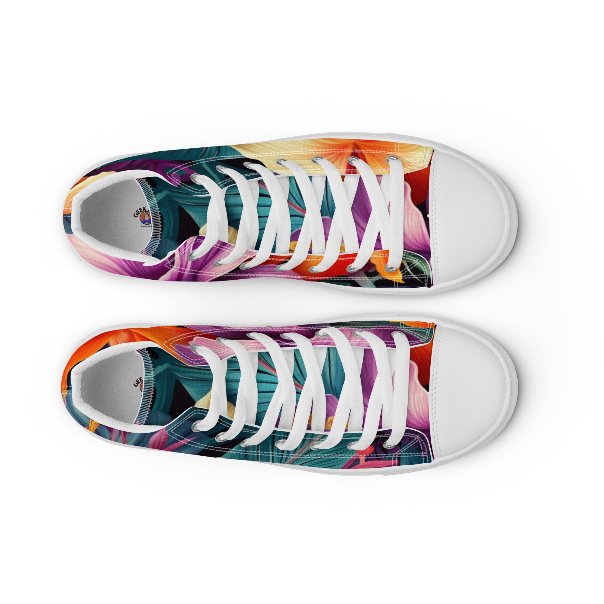 Flowers are Life Men’s high top canvas shoes - Caster Coast