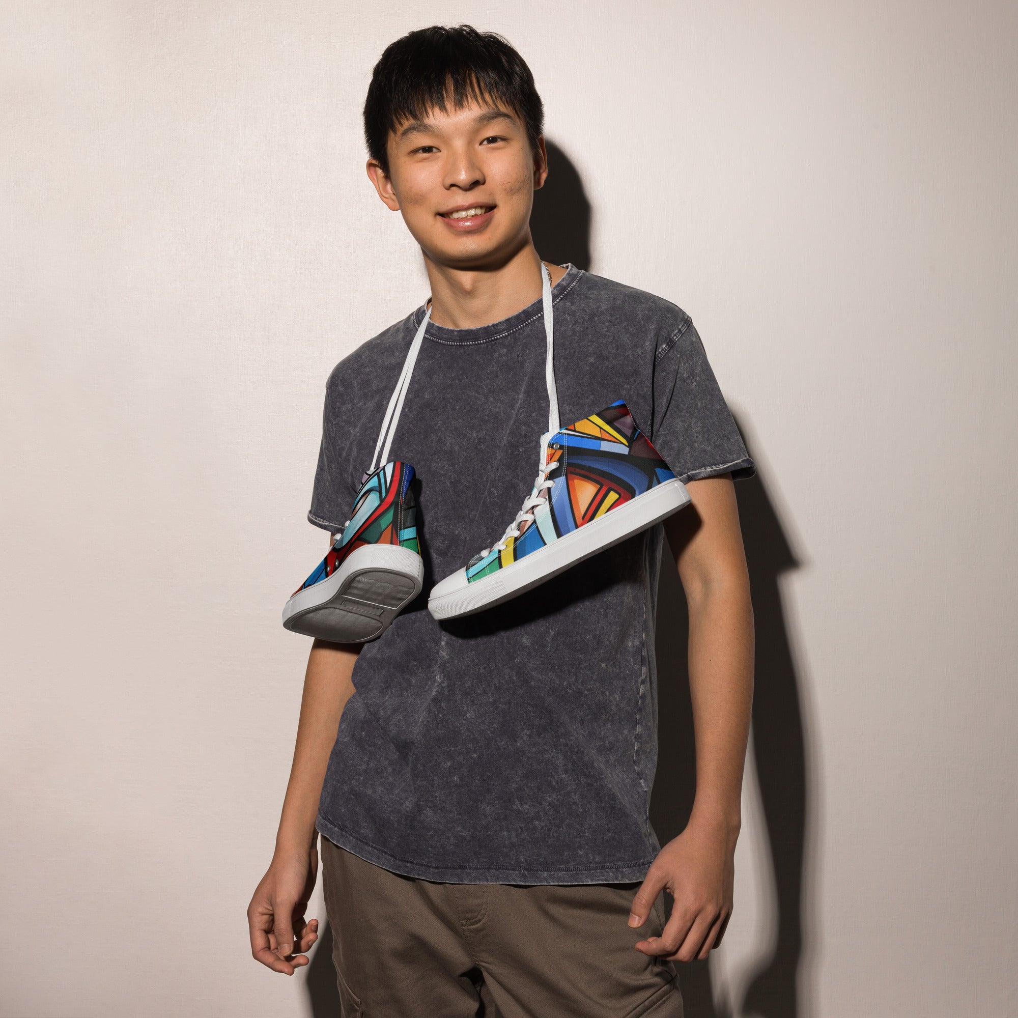 Abstract Heroes Men’s high top canvas shoes - Caster Coast