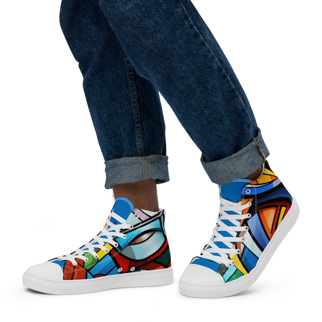 Abstract Heroes Men’s high top canvas shoes - Caster Coast
