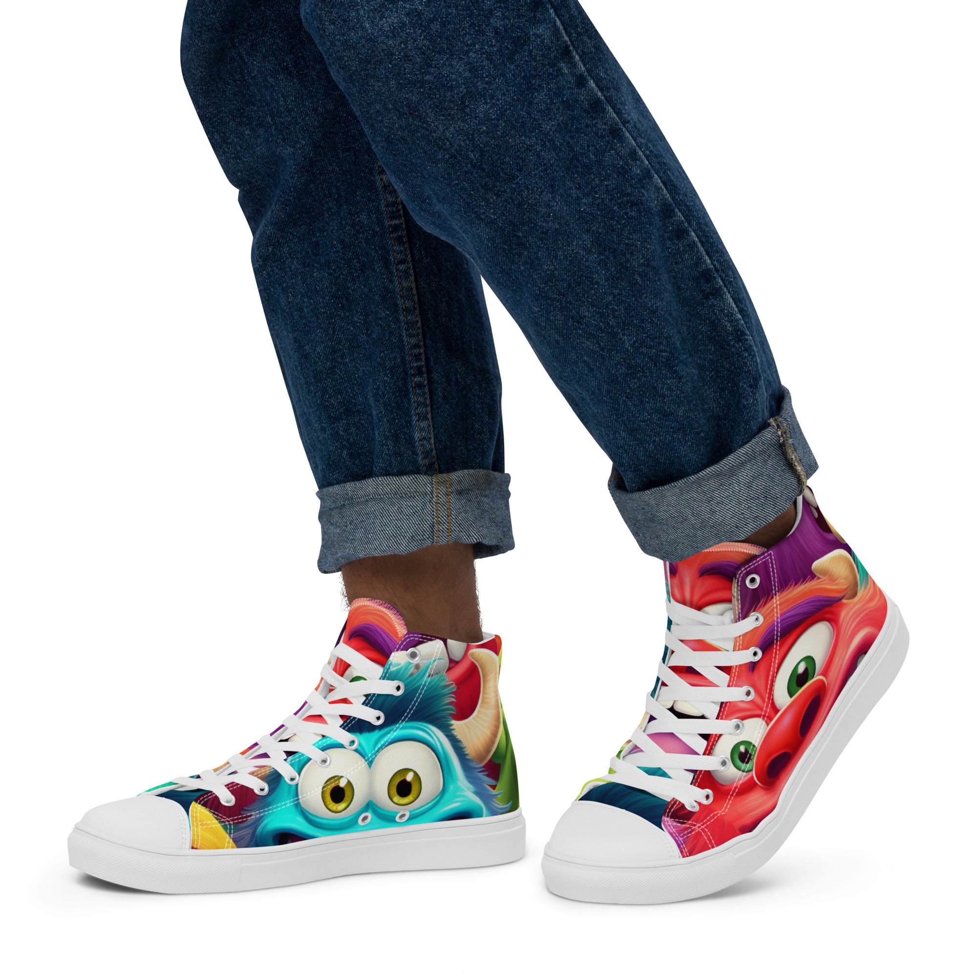 Funky Monsters Men’s high top canvas shoes - Caster Coast