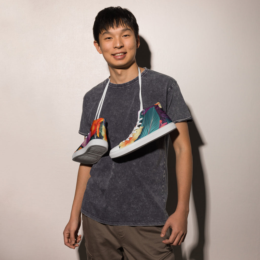 Flowers are Life Men’s high top canvas shoes - Caster Coast