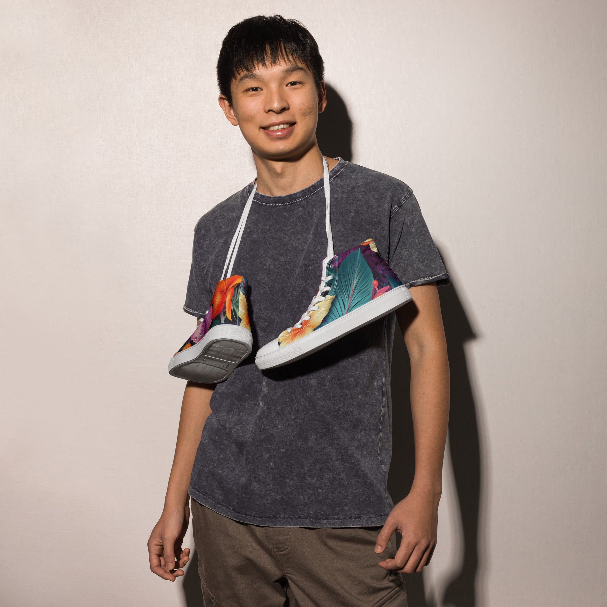 Flowers are Life Men’s high top canvas shoes - Caster Coast