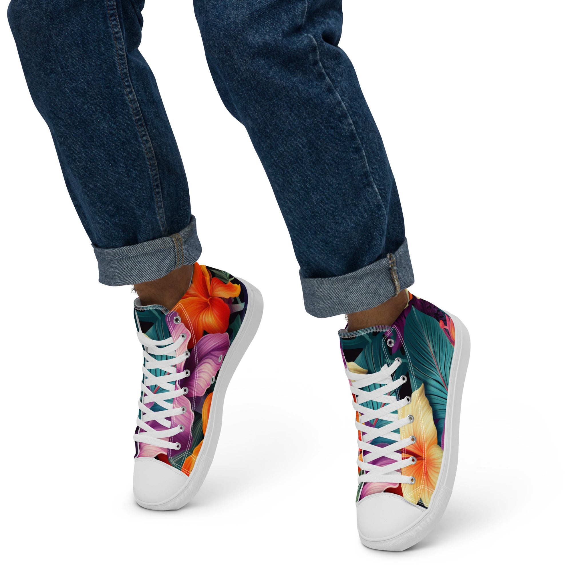 Flowers are Life Men’s high top canvas shoes - Caster Coast