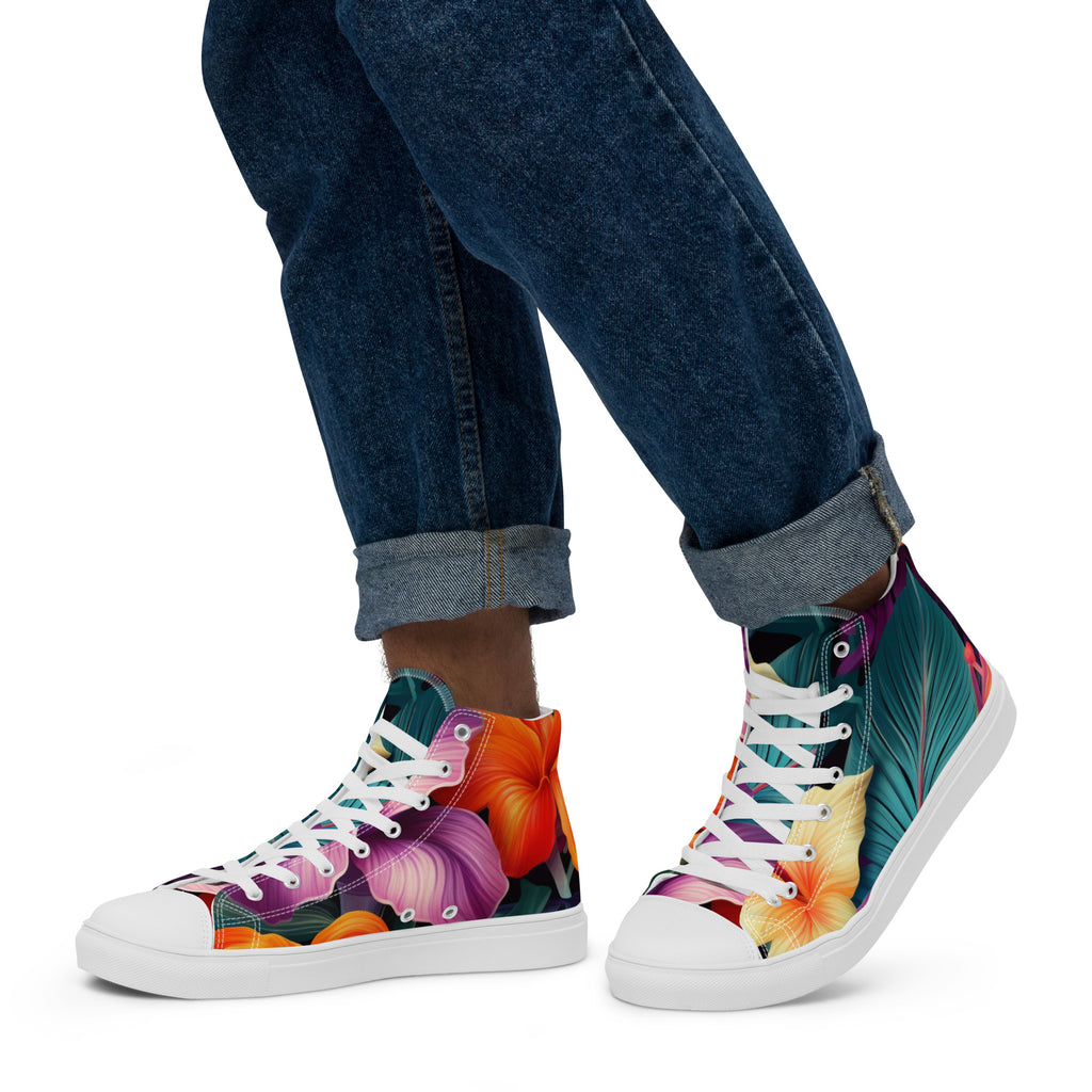 Flowers are Life Men’s high top canvas shoes - Caster Coast