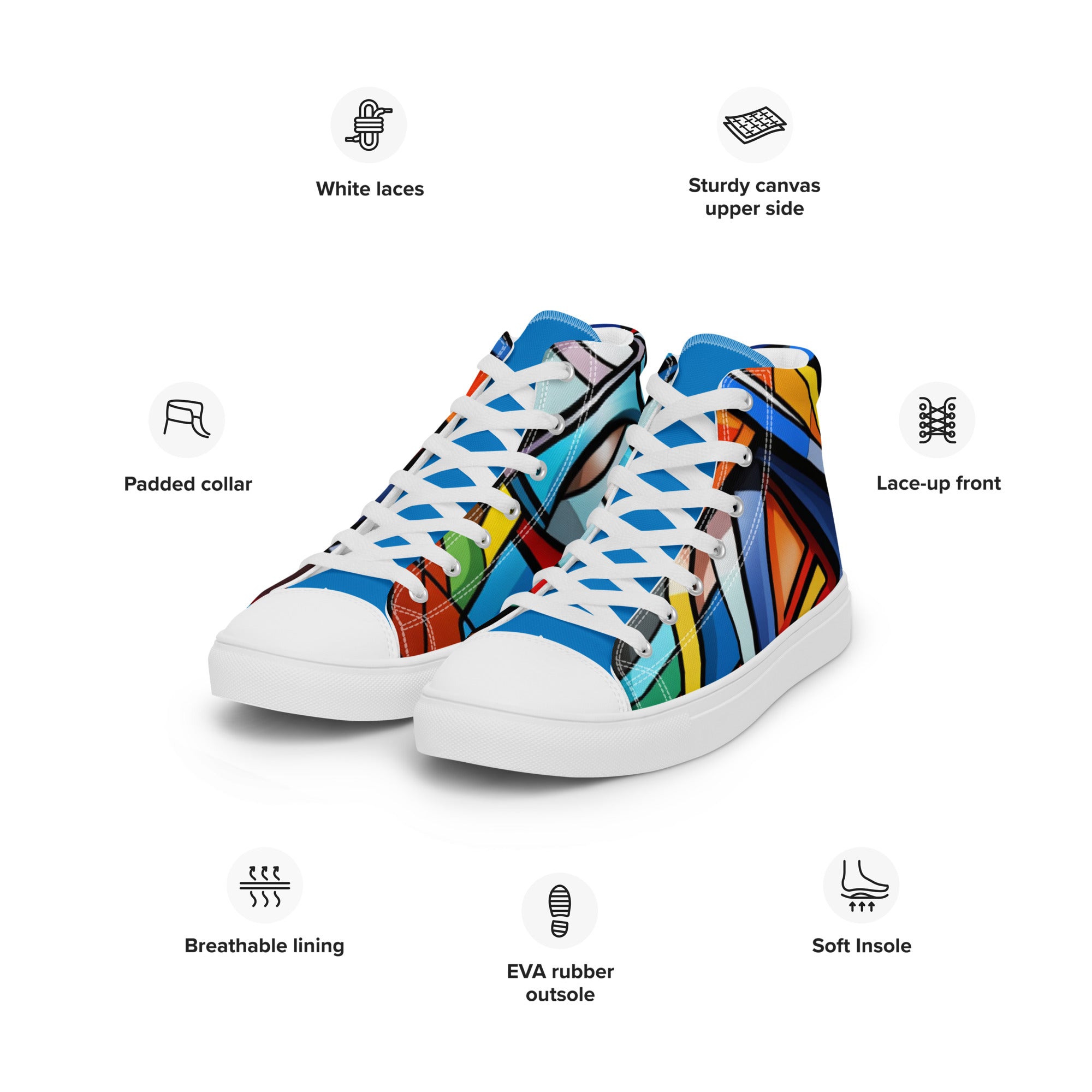Abstract Heroes Men’s high top canvas shoes - Caster Coast