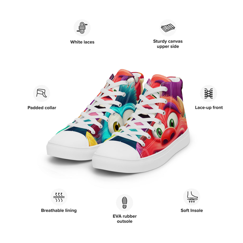 Funky Monsters Men’s high top canvas shoes - Caster Coast