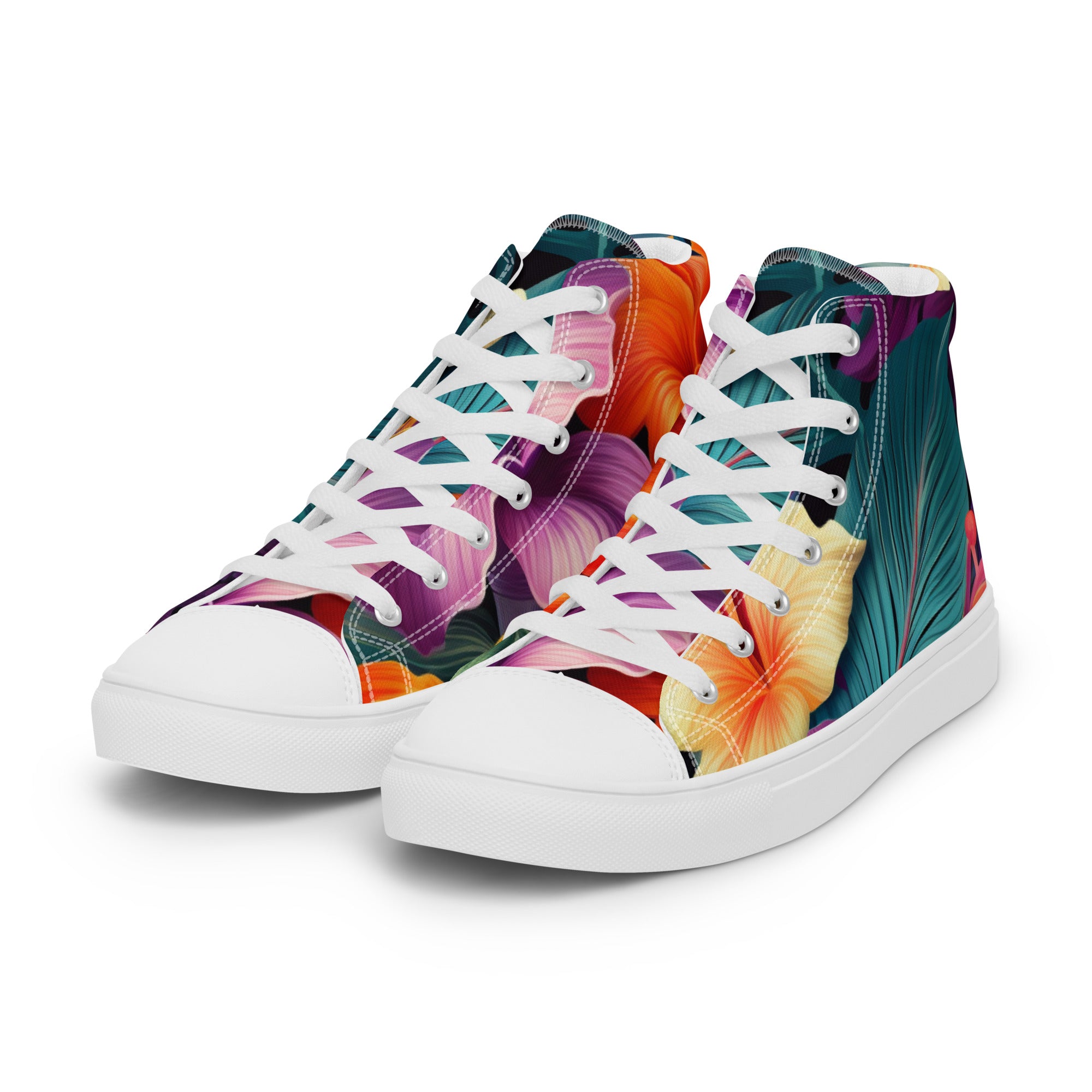 Flowers are Life Men’s high top canvas shoes - Caster Coast