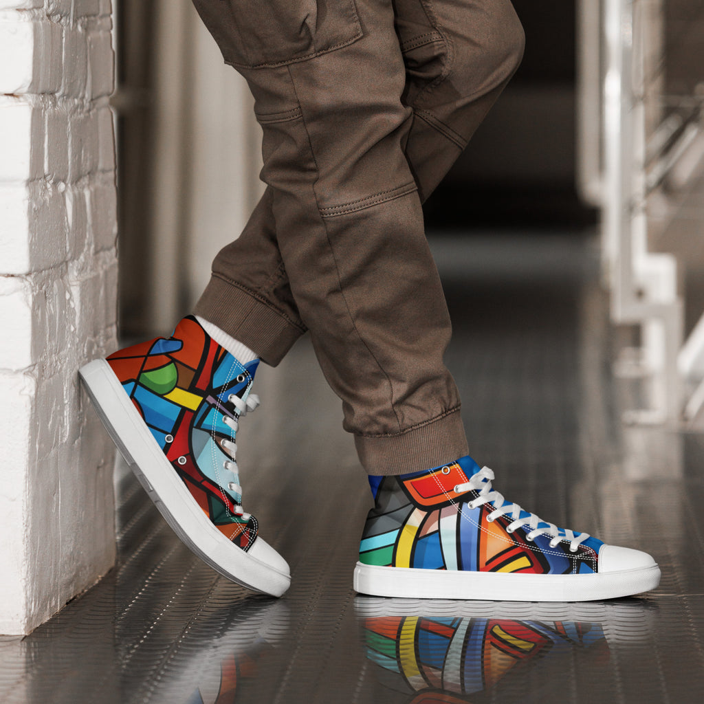 Abstract Heroes Men’s high top canvas shoes - Caster Coast