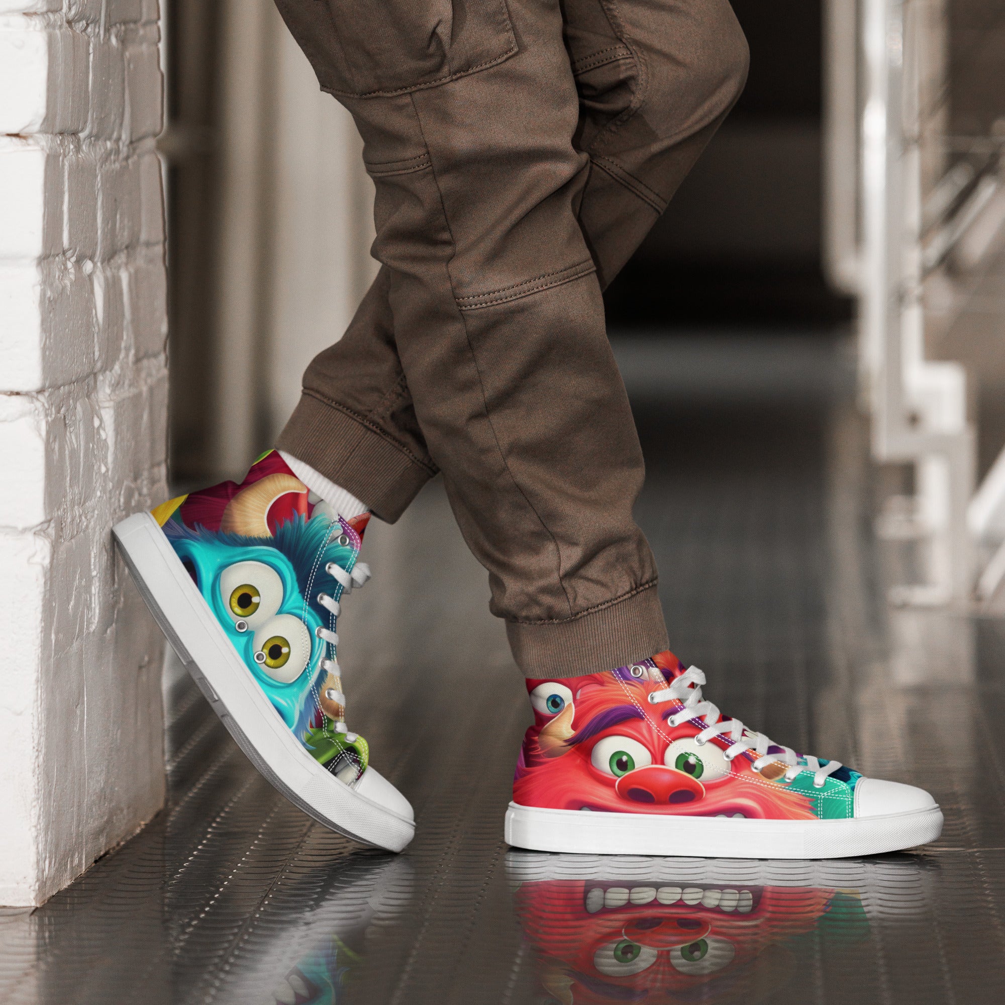 Funky Monsters Men’s high top canvas shoes - Caster Coast