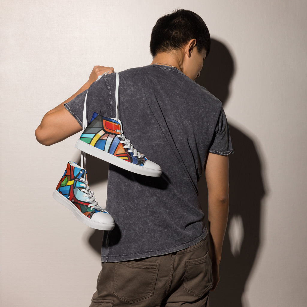 Abstract Heroes Men’s high top canvas shoes - Caster Coast
