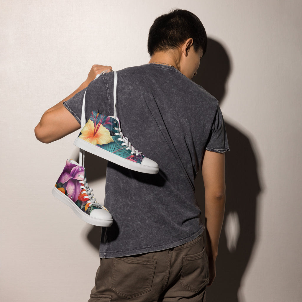 Flowers are Life Men’s high top canvas shoes - Caster Coast