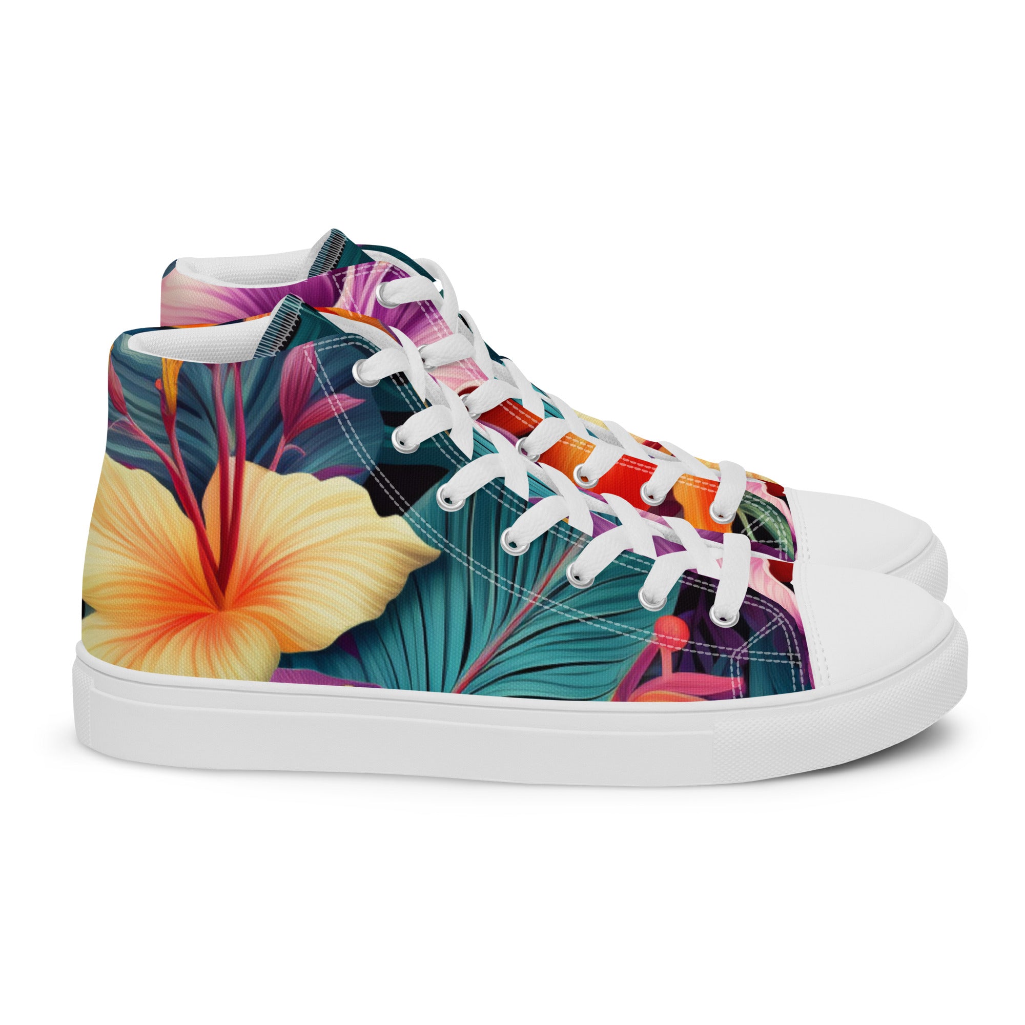 Flowers are Life Men’s high top canvas shoes - Caster Coast