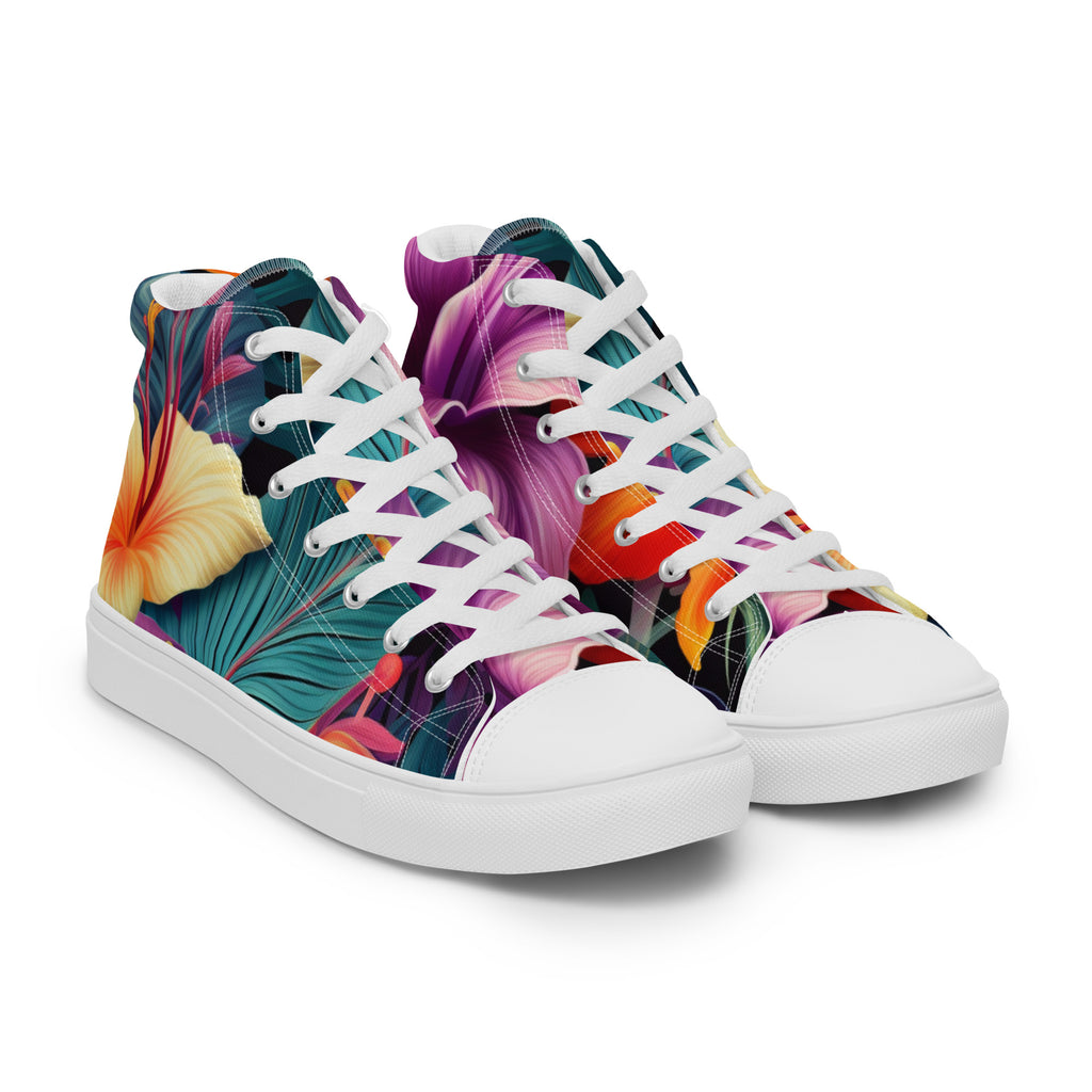 Flowers are Life Men’s high top canvas shoes - Caster Coast