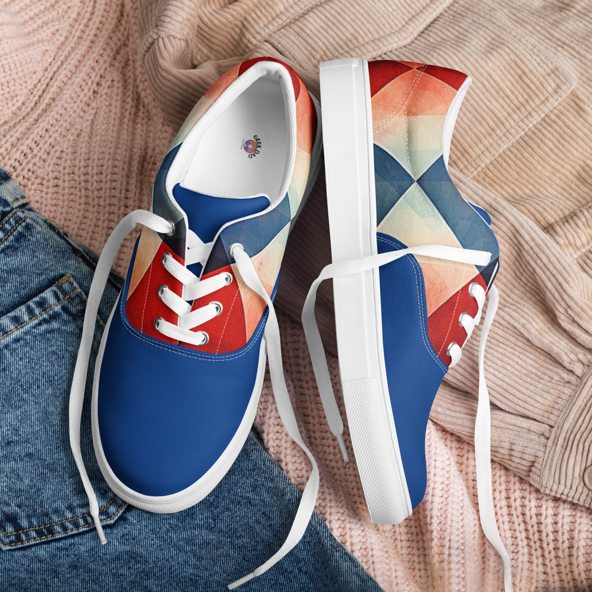 Men’s argyle lace - up canvas shoes - Caster Coast