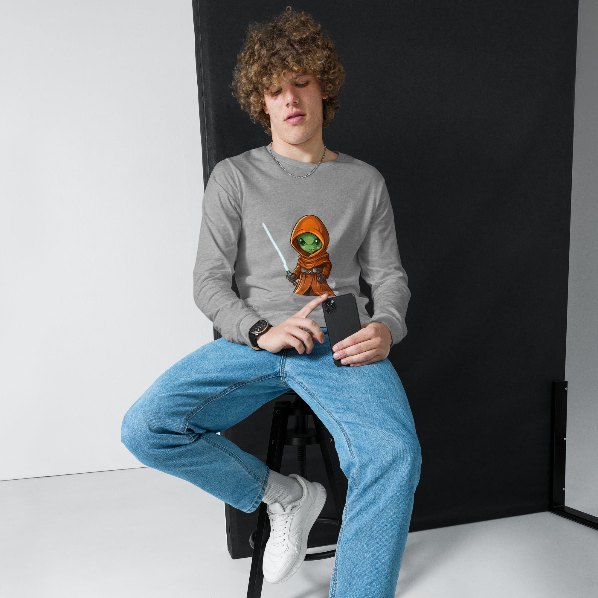 Midor the Green Alien Jedi Unisex Long Sleeve Tee - Caster Coast