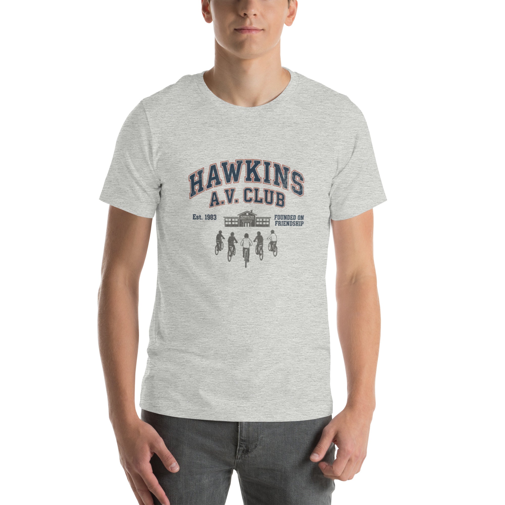 Hawkins AV Club T-Shirt - Stranger Things themed 80s style tee.