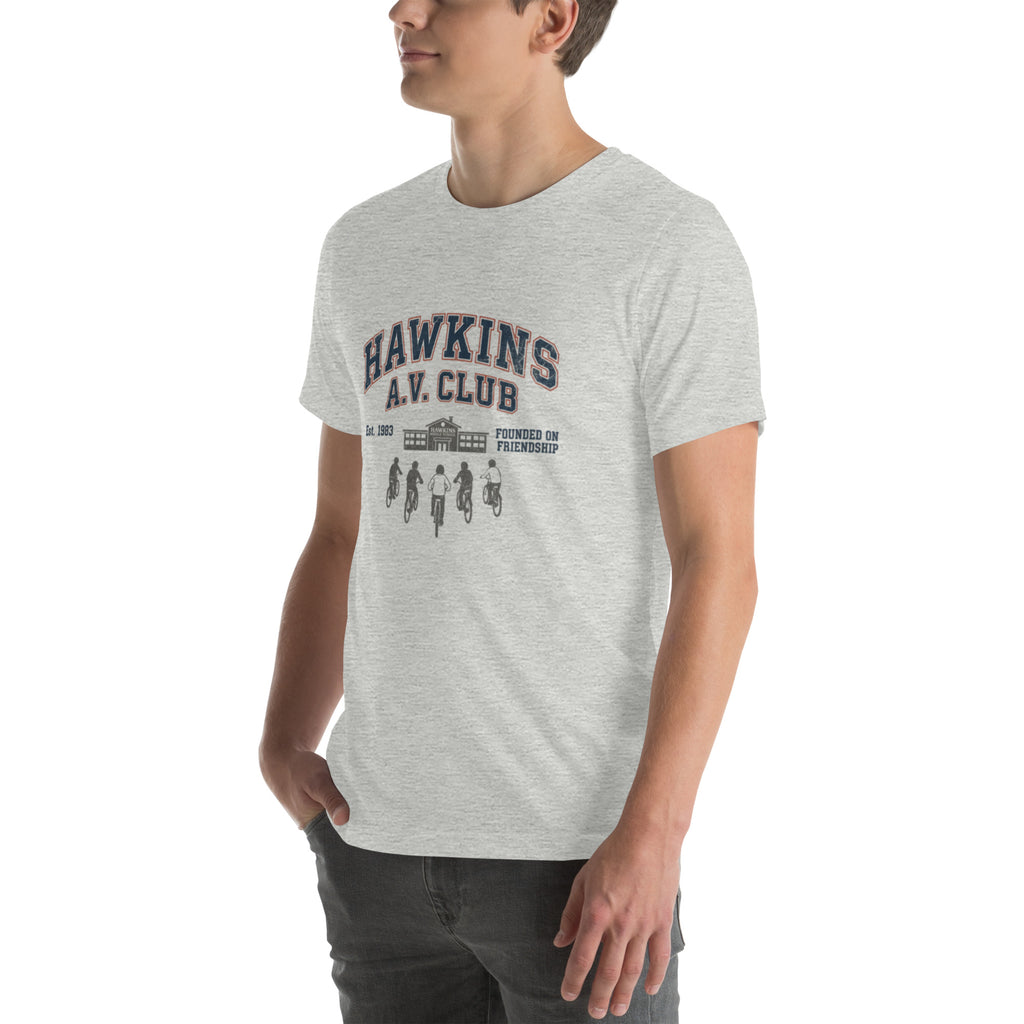 Hawkins AV Club T-Shirt - Stranger Things themed 80s style tee.