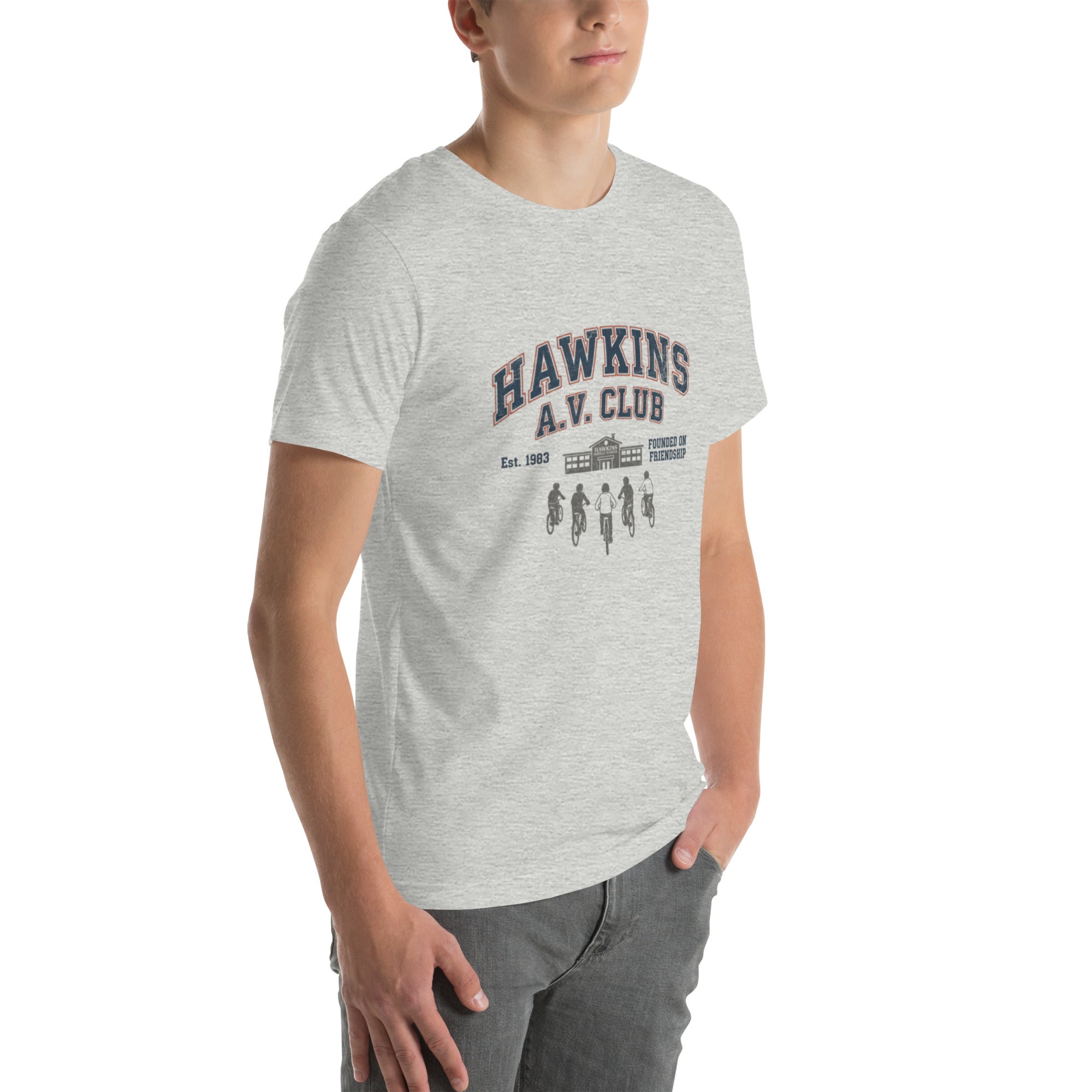 Hawkins AV Club T-Shirt - Stranger Things themed 80s style tee.