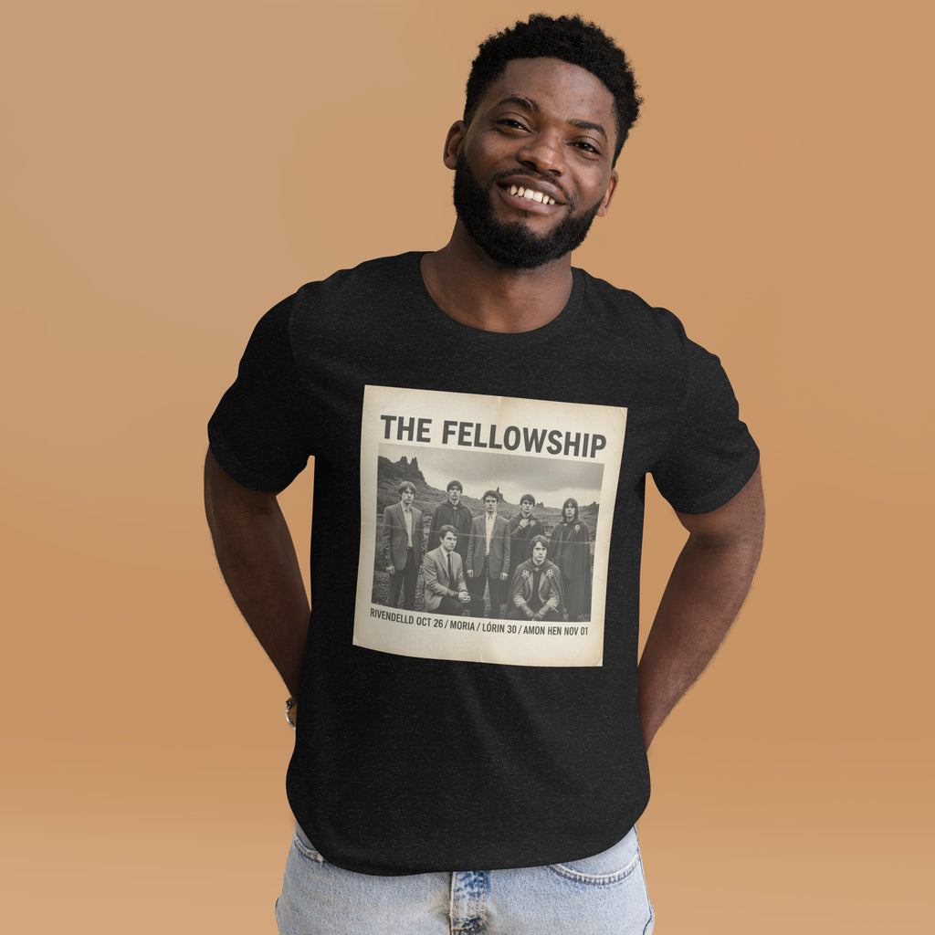 The Fellowship World Tour T-Shirt | Funny Lord of the Rings Band Tee - Caster Coast